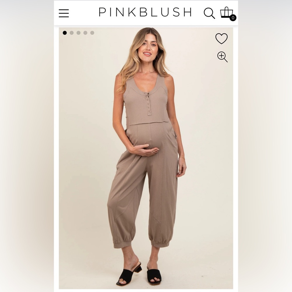 Taupe Loose Fit Sleeveless Maternity Jumpsuit